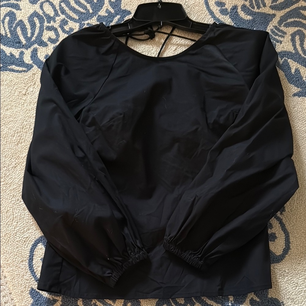 JCrew Black Cotton Open back Blouse size 2